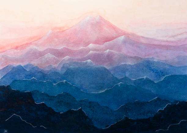istock Watercolor painting pink mountain 1210966587