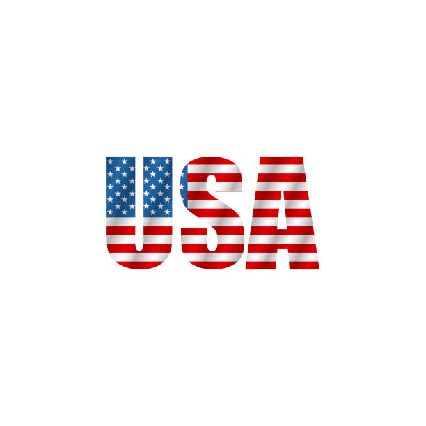 istock Text USA in style flag. Flag american isolated on white background. Vector illustration 1210968123