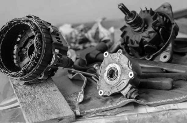 istock Details of a car generator on a workbench. 1210968580