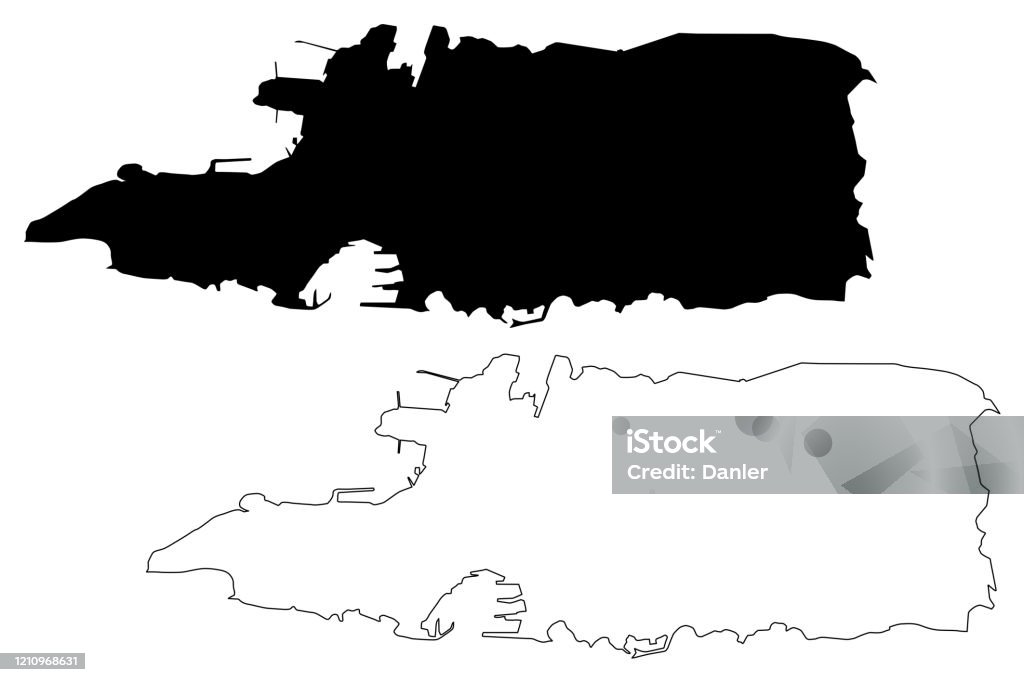 Split Outline Map Split City Map Stock Illustration - Download Image Now - Abstract ...