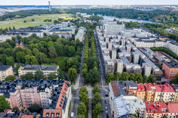 istock Flying over central Stockholm, apartment buildings 1210974092