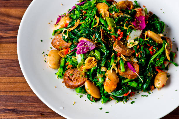Salad with kale, mixed green, frissee and romaine lettuces mixed with extra virgin olive oil and seasoned with salt & pepper. Classic American, French or Italian restaurant favorite.