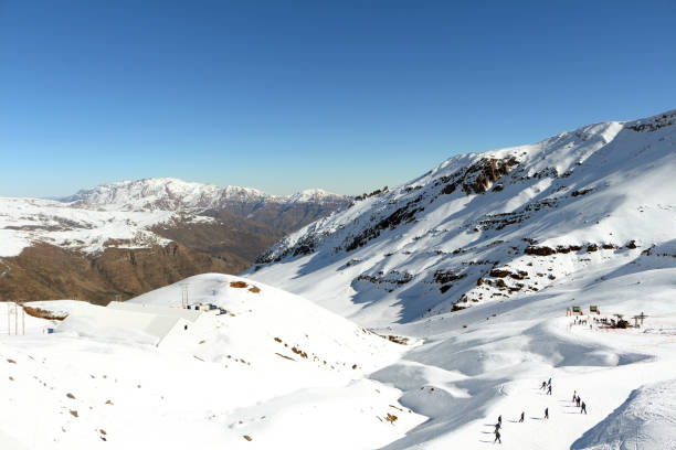 mountain landscape in valle nevado, ski resort in chile