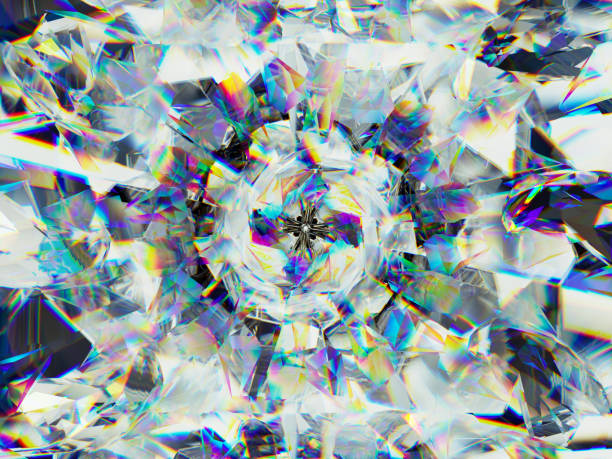 istock diamond structure extreme closeup and kaleidoscope. top view of round gemstone 3d render, 3d illustration 1210986300