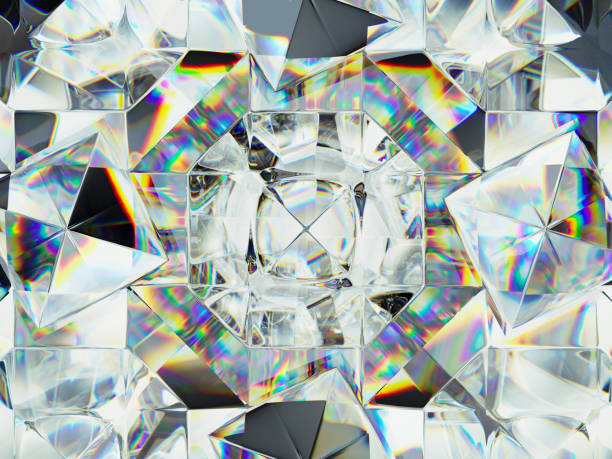 istock diamond structure extreme closeup and kaleidoscope. top view of round gemstone 3d render, 3d illustration 1210986381