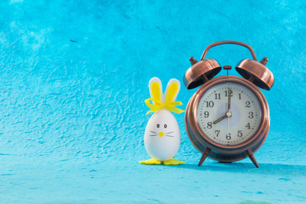 Egg rabbit with alarm clock at 8 o\