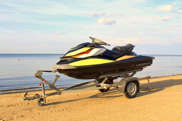 istock Ski jet on the trail near sea 1210999727