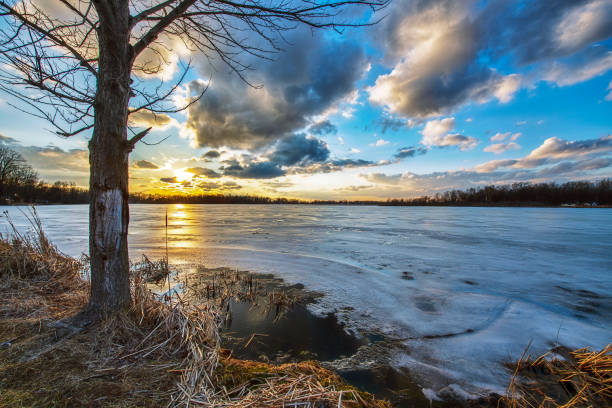 Sunset on Frozen Lake at Wounded Tree