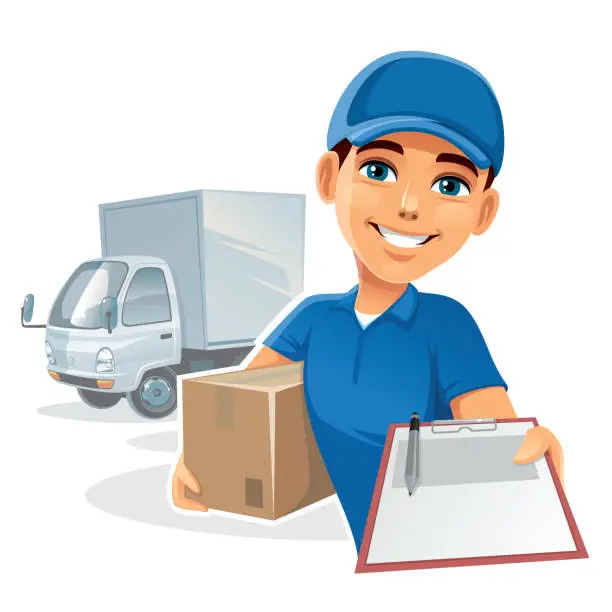 Vector illustration of Happy delivery man