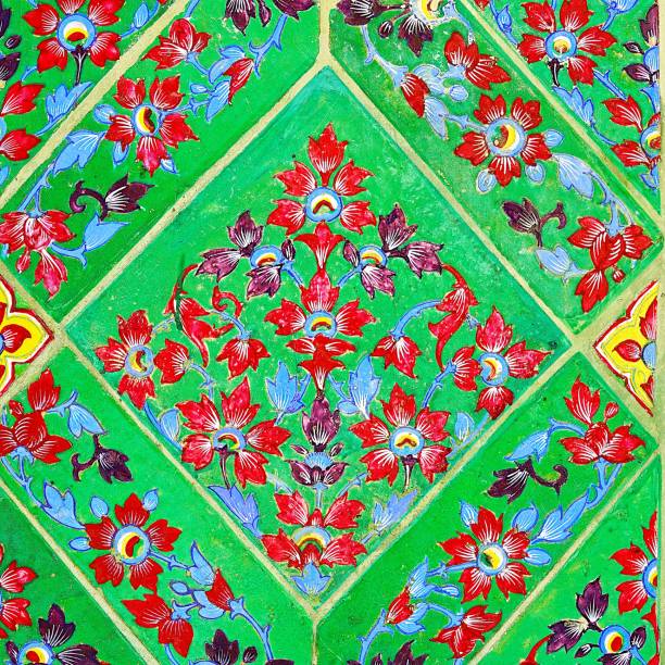istock Old wall ceramic tiles patterns handcraft from thailand temple wall public 1211008811