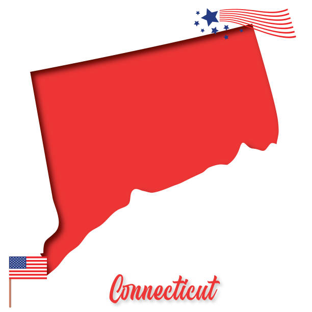 ilustraciones, imágenes clip art, dibujos animados e iconos de stock de mapa de estado de corte de papel de ee. uu.: connecticut - map cartography connecticut drawing