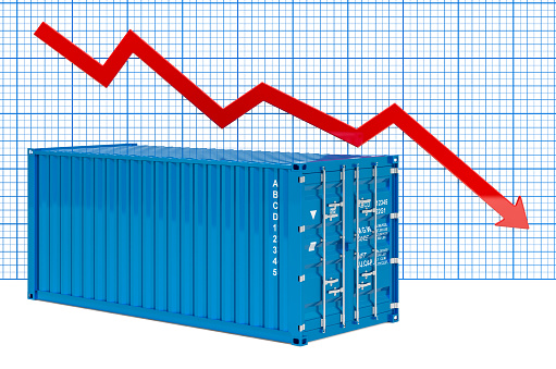 Cargo container with downing chart. 3D rendering