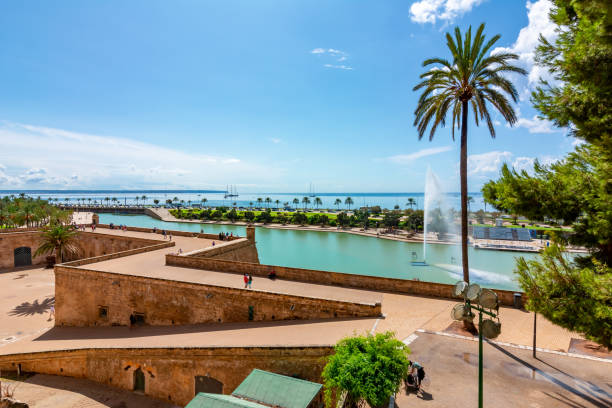 aterro de palma de mallorca, ilhas baleares, espanha - majorca yacht marina palma - fotografias e filmes do acervo