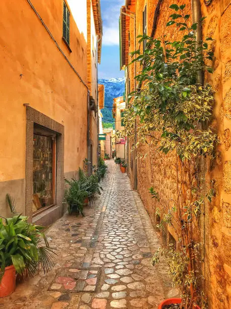 Side street in the town of Sóller, Majorca