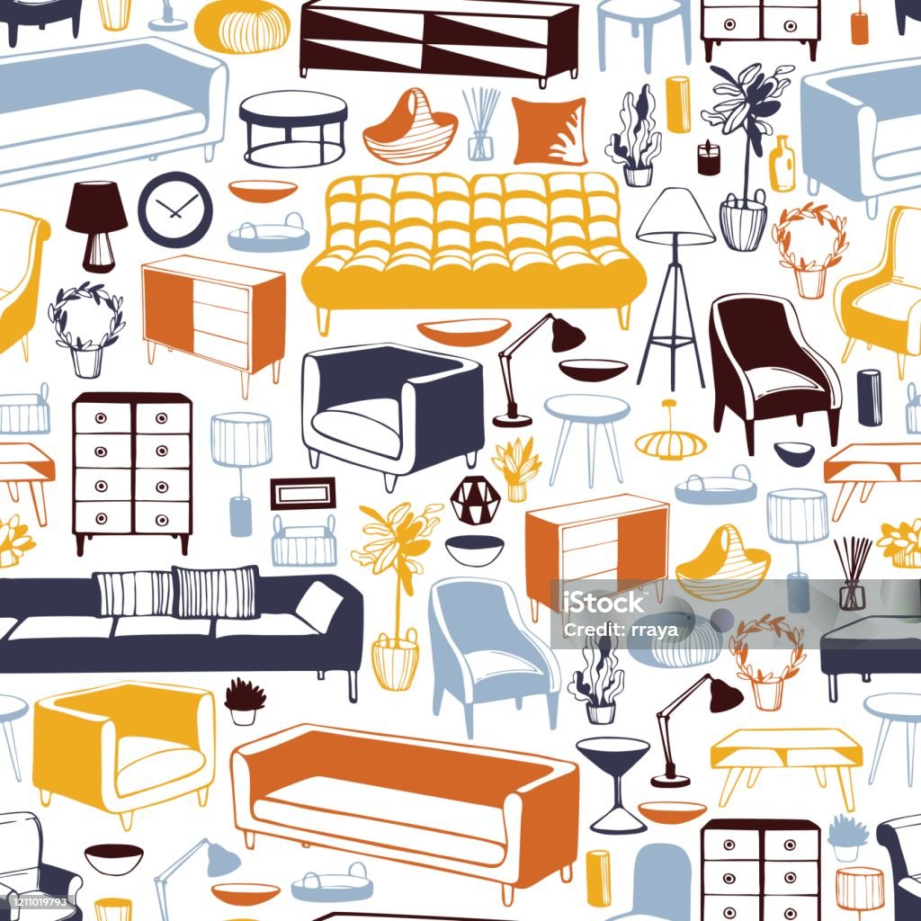Furniture For The Home Vector Pattern Stock Illustration - Download ...