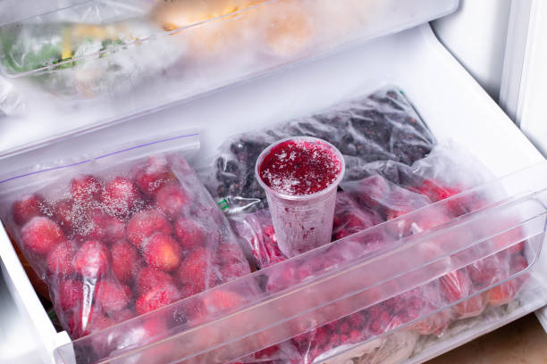 istock Frozen berry puree in the freezer 1211020443