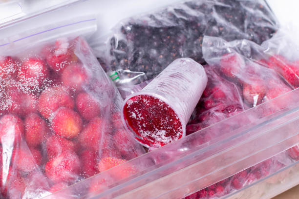 istock Frozen berry puree in the freezer 1211020448