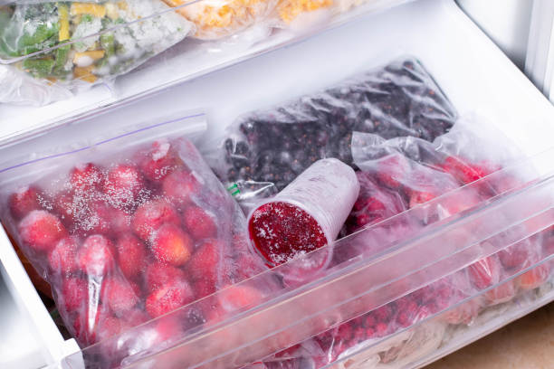 istock Frozen berry puree in the freezer 1211020454