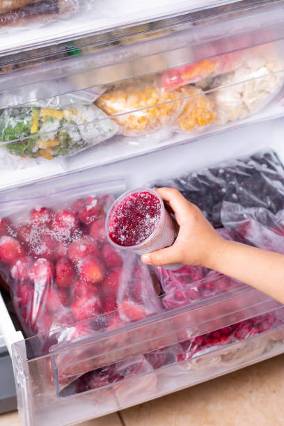 istock Frozen baby puree in the freezer 1211020497