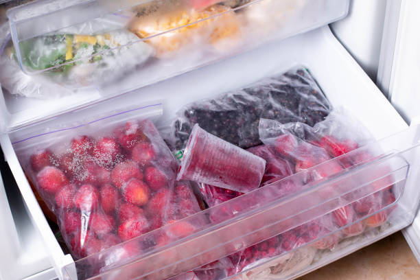 istock Frozen berry puree in the freezer 1211020506
