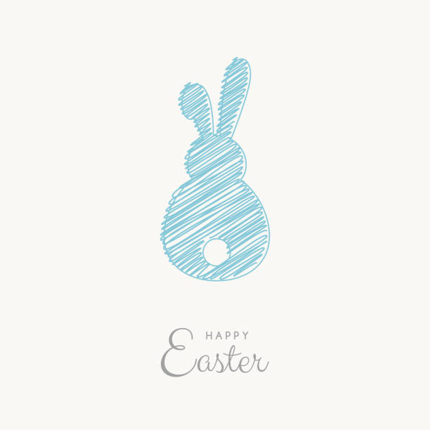ilustrações de stock, clip art, desenhos animados e ícones de happy easter. greeting card with abstract bunny. vector - easter egg pastel colored text easter