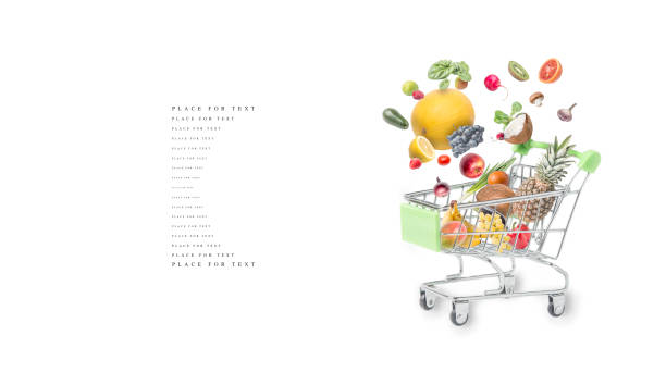 istock Basket with products on a white background 1211022485