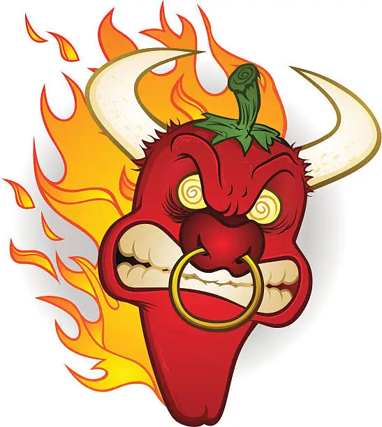 Vector illustration of Raging Bull Chili Pepper