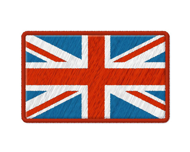 ilustraciones, imágenes clip art, dibujos animados e iconos de stock de parche de la bandera de gran bretaña - insignia british flag coat of arms uk