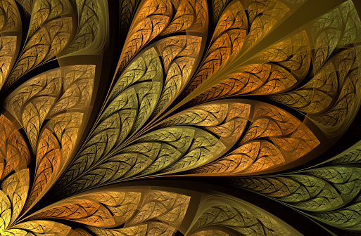 Multicolored floral pattern in stained-glass window style. Symmetrical fractal pattern. Multicolor beautiful Tree foliage. Computer generated graphics. For invitations, notebook covers, cases, cards