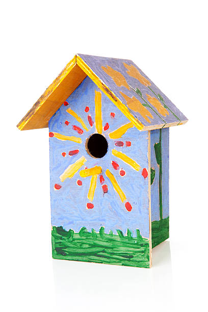 Colorful birdhouse painted by children