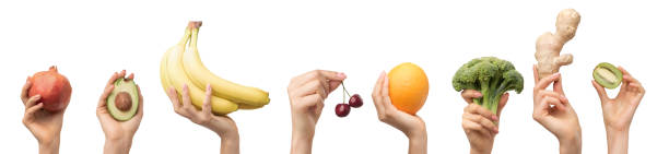 istock fresh fruit banana, orange, pomegranate, broccoli, kiwi and others. 1211038103