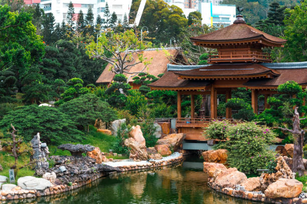 istock Wooden pagoda by the pond 1211039090