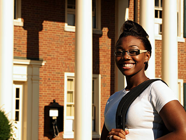Black Female College Student a young attractive black female college student. oxford ohio photos stock pictures, royalty-free photos & images