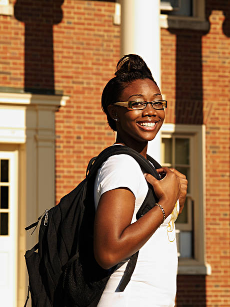 Black Female College Student Young attractive female black college student. oxford ohio photos stock pictures, royalty-free photos & images