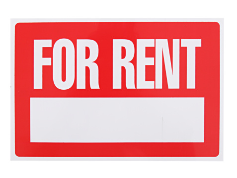 a for rent sign isolated on white.