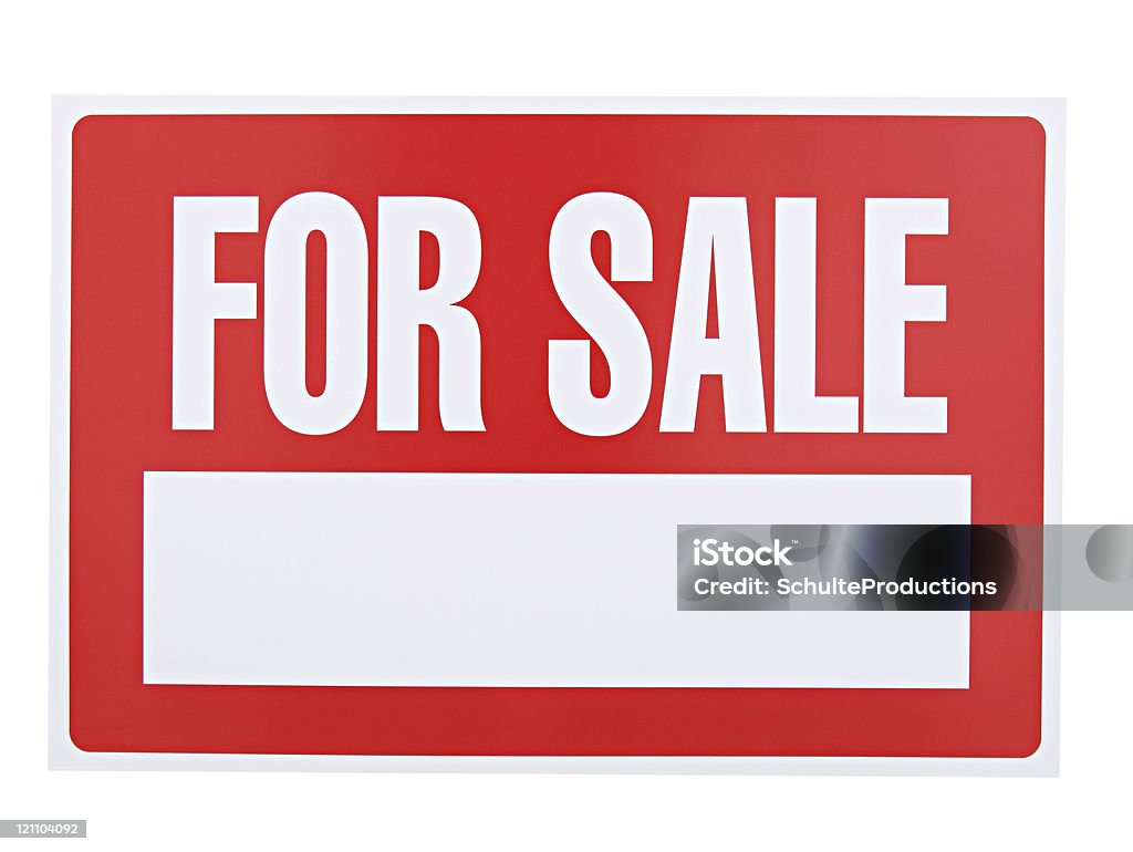 For Sale Sign a for sale sign isolated on white. Blank Stock Photo