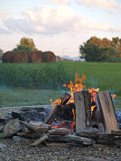 a bonfire in the country.