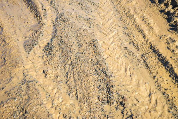 istock Road, Mud and slush brown. Deep, impenetrable mud. Danger of getting stuck 1211043042