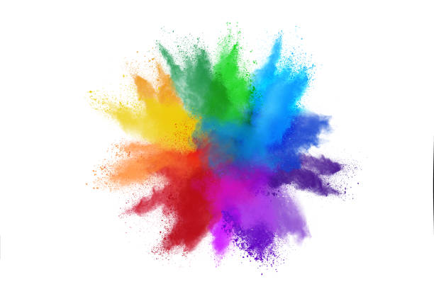 istock Freeze motion of colorful color powder exploding on white background. 1211043743