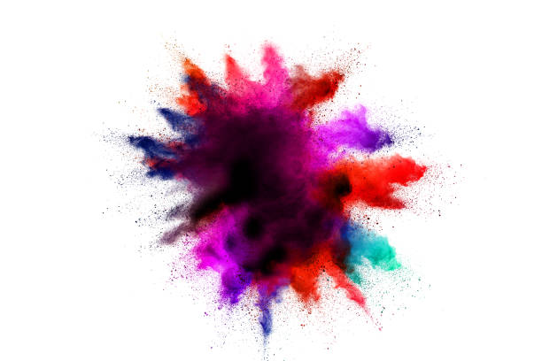 istock Freeze motion of colorful color powder exploding on white background. 1211043756