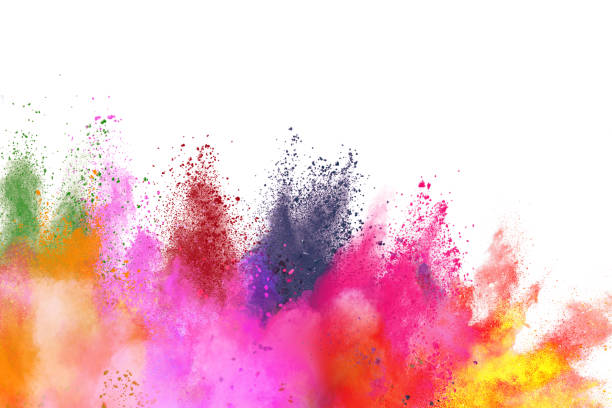istock Freeze motion of colorful color powder exploding on white background. 1211043768