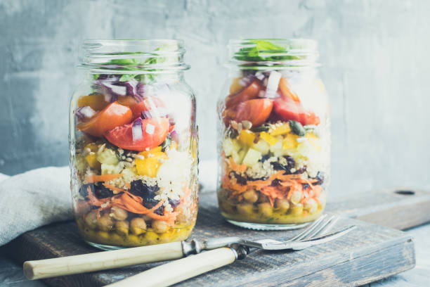 istock Fresh colorful salad in the jar 1211045521