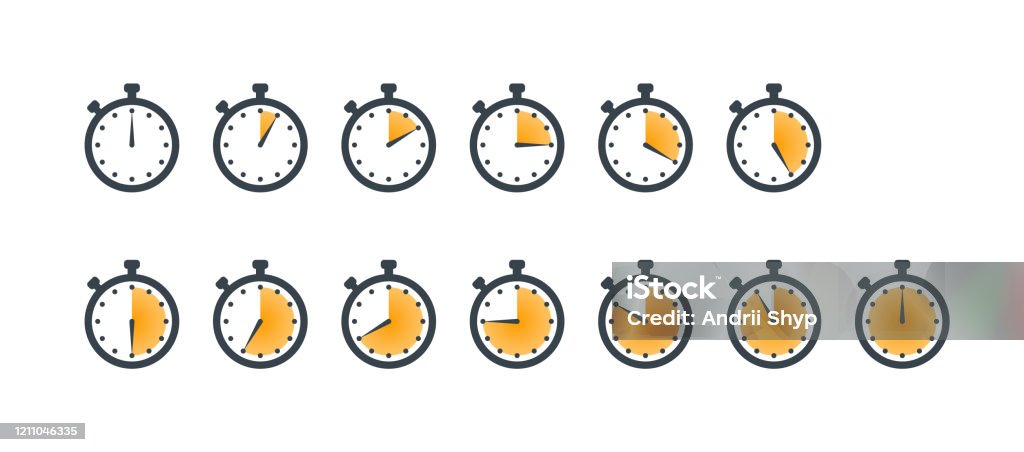Zamanı gösteren spor kronometre simgeleri kümesi - Royalty-free Saat türleri Vector Art