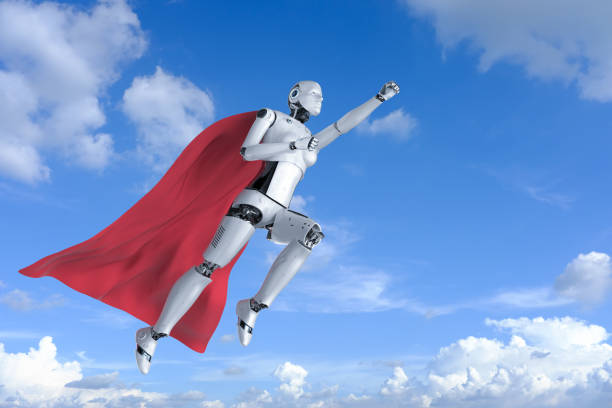 istock heroine cyborg with red cloak 1211046371