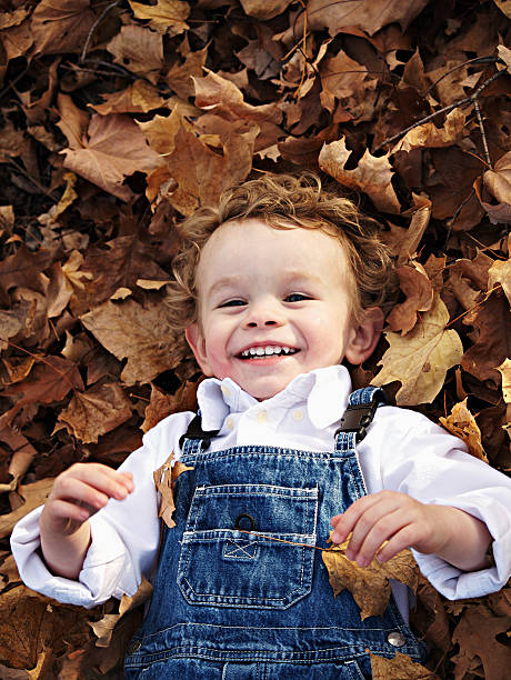 istock Little Boy Child in Leaves 121104643