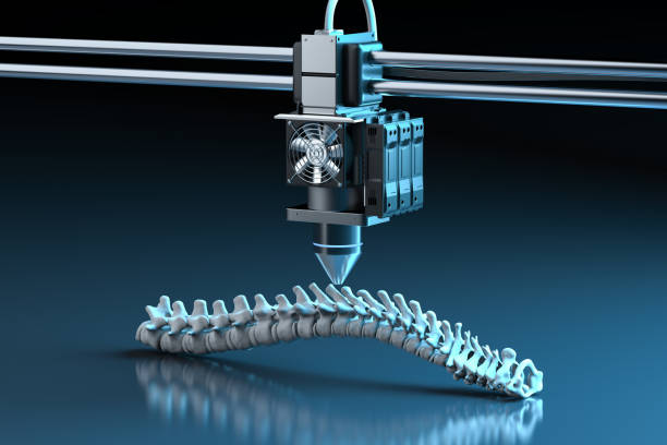 3d printer print prosthetic spine - printout imagens e fotografias de stock