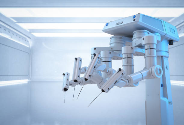 robot chirurgico in sala operatoria - chirurgia robotica foto e immagini stock