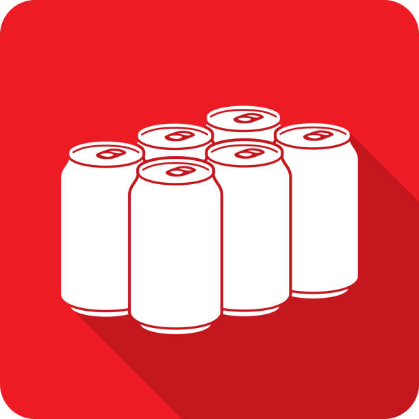 Soda Six Pack Icon Silhouette Vector illustration of a red six pack of soda icon in flat style. six pack cans stock illustrations