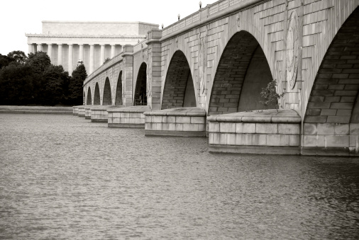 View of Memorial Bridge and the Lincoln Memorial in Washington DC