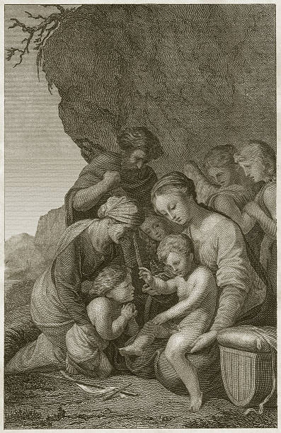 istock Holy Family, by Andrea del Sarto, steel engraving, published c.1840 121106511